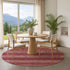 8' Rust And Coral Striped Washable Round Rug With UV Protection