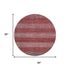 8' Rust And Coral Striped Washable Round Rug With UV Protection