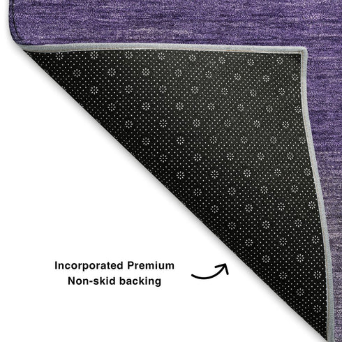 8' X 10' Purple And Lavender Striped Washable Area Rug With UV Protection
