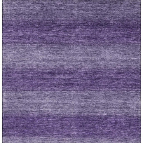 8' X 10' Purple And Lavender Striped Washable Area Rug With UV Protection
