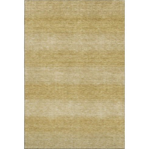 5' X 8' Wheat And Gold Striped Washable Area Rug With UV Protection