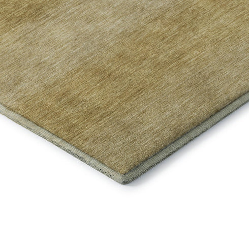 5' X 8' Wheat And Gold Striped Washable Area Rug With UV Protection