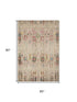 5' X 8' Beige Red And Pink Oriental Washable Area Rug With UV Protection