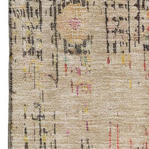 5' X 8' Beige Red And Pink Oriental Washable Area Rug With UV Protection