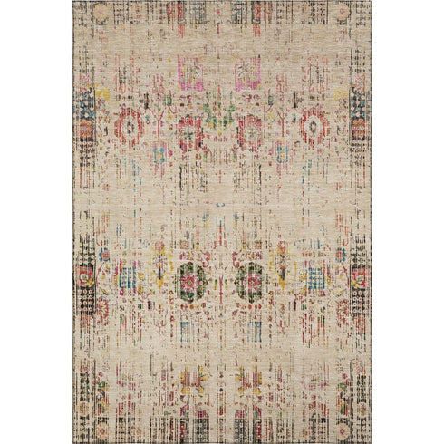 8' X 10' Beige Red And Pink Oriental Washable Area Rug With UV Protection