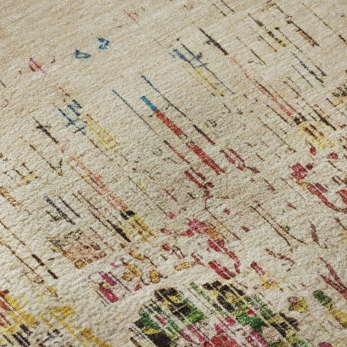 8' X 10' Beige Red And Pink Oriental Washable Area Rug With UV Protection