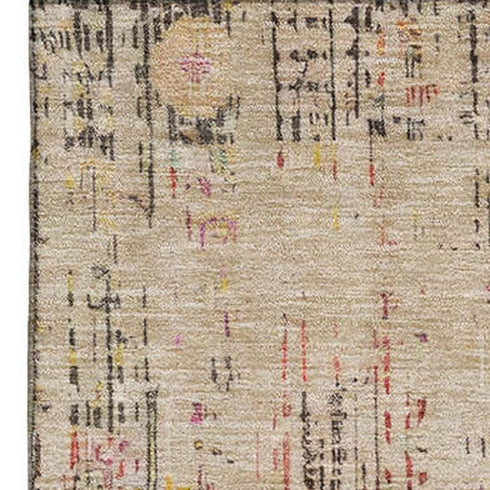 8' X 10' Beige Red And Pink Oriental Washable Area Rug With UV Protection
