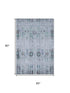 5' X 8' Blue Green And Charcoal Oriental Washable Area Rug With UV Protection
