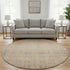 8' Tan Blue And Green Oriental Washable Round Rug With UV Protection