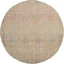 8' Tan Blue And Green Oriental Washable Round Rug With UV Protection
