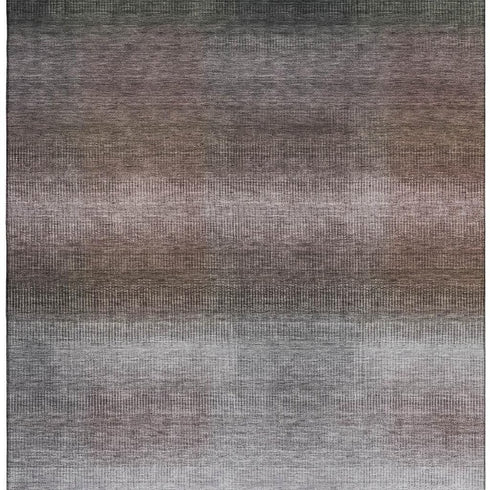 5' X 8' Brown Copper And Gray Striped Washable Area Rug With UV Protection