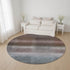 8' Brown Copper And Gray Striped Washable Round Rug With UV Protection