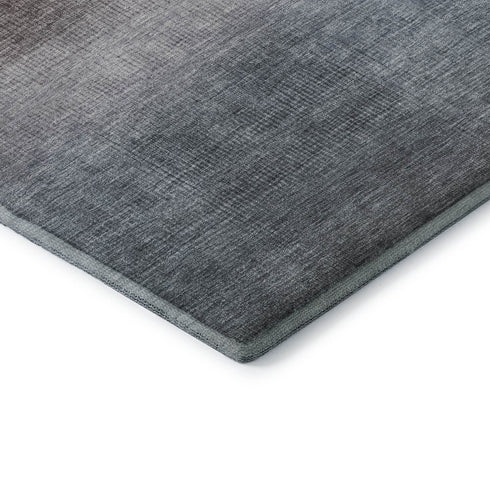 8' Brown Copper And Gray Striped Washable Round Rug With UV Protection