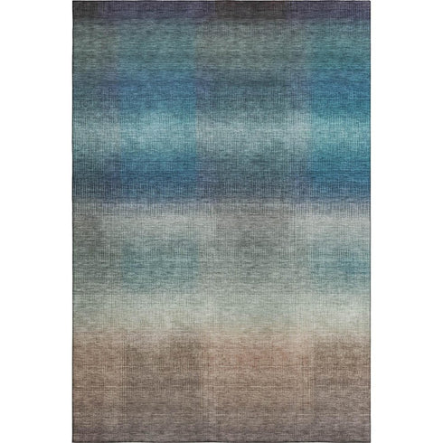 5' X 8' Blue Copper And Gray Striped Washable Area Rug With UV Protection