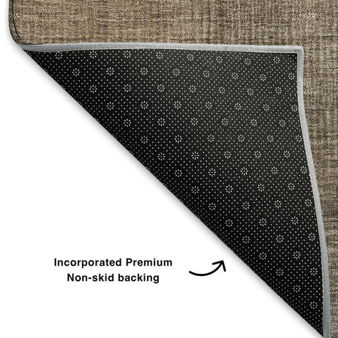 5' X 8' Blue Copper And Gray Striped Washable Area Rug With UV Protection