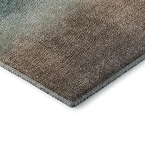 5' X 8' Blue Copper And Gray Striped Washable Area Rug With UV Protection
