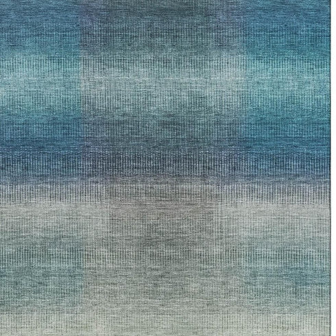 5' X 8' Blue Copper And Gray Striped Washable Area Rug With UV Protection