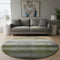 8' Pewter Green And Silver Striped Washable Round Rug With UV Protection
