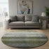 8' Pewter Green And Silver Striped Washable Round Rug With UV Protection