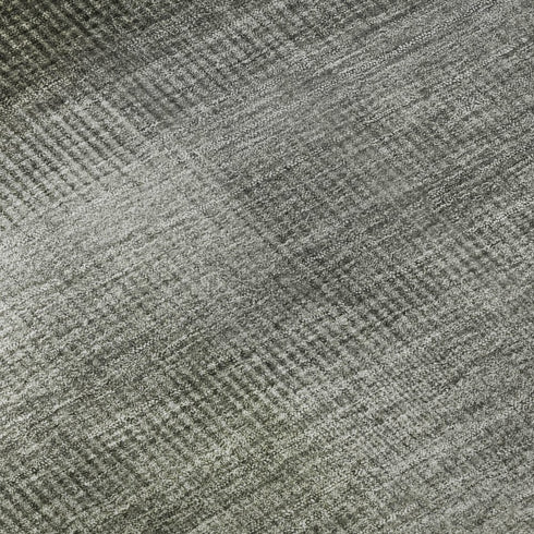 8' Pewter Green And Silver Striped Washable Round Rug With UV Protection