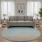 8' Sky Blue Peach And Lilac Striped Washable Round Rug With UV Protection
