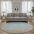 8' Sky Blue Peach And Lilac Striped Washable Round Rug With UV Protection