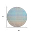8' Sky Blue Peach And Lilac Striped Washable Round Rug With UV Protection