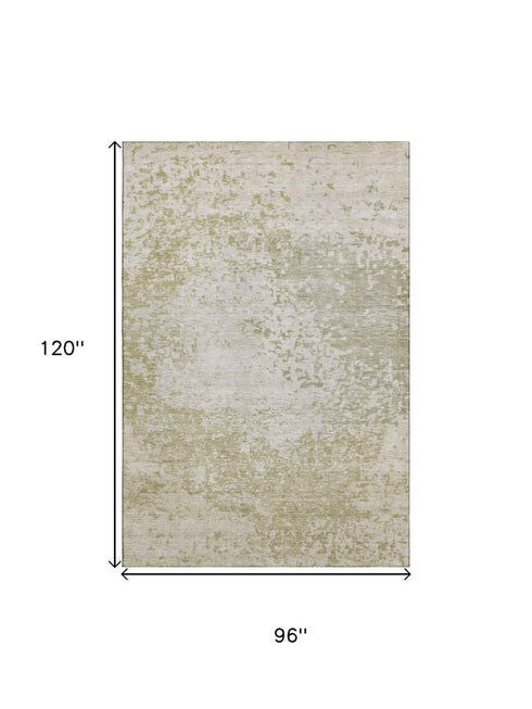 8' X 10' Beige And Ivory Abstract Washable Area Rug With UV Protection