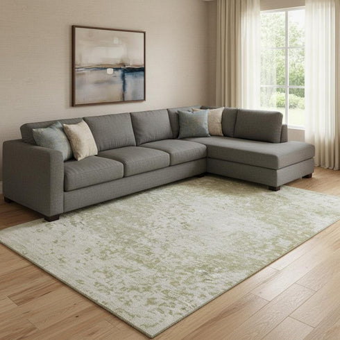 8' X 10' Beige And Ivory Abstract Washable Area Rug With UV Protection