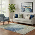 5' X 8' Blue Green And Beige Abstract Washable Area Rug With UV Protection