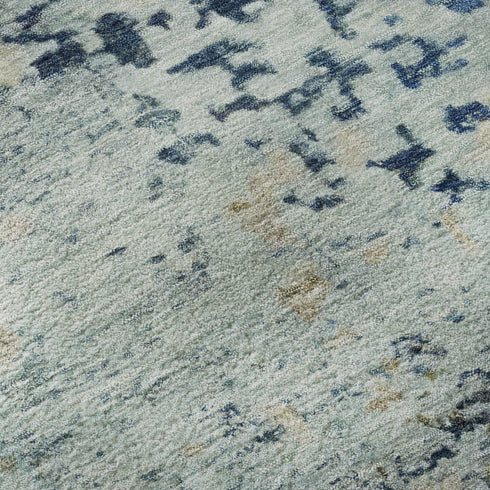 5' X 8' Blue Green And Beige Abstract Washable Area Rug With UV Protection