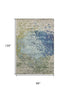8' X 10' Blue Green And Beige Abstract Washable Area Rug With UV Protection