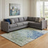8' X 10' Blue Green And Beige Abstract Washable Area Rug With UV Protection