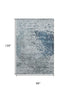 8' X 10' Denim Blue Gray And Sky Blue Abstract Washable Area Rug With UV Protection