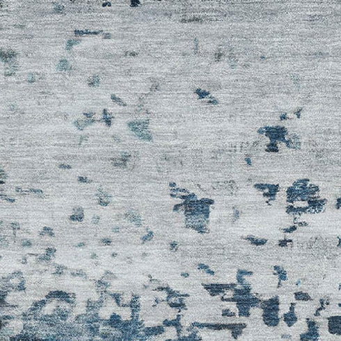 8' X 10' Denim Blue Gray And Sky Blue Abstract Washable Area Rug With UV Protection