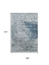 9' X 12' Denim Blue Gray And Sky Blue Abstract Washable Area Rug With UV Protection