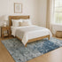 9' X 12' Denim Blue Gray And Sky Blue Abstract Washable Area Rug With UV Protection