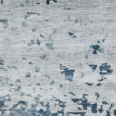 9' X 12' Denim Blue Gray And Sky Blue Abstract Washable Area Rug With UV Protection