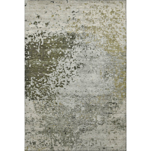 5' X 8' Graphite Green And Ivory Abstract Washable Area Rug With UV Protection