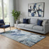5' X 8' Blue Ivory And Gray Abstract Washable Area Rug With UV Protection