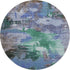 8' Green Purple And Brown Abstract Washable Round Rug With UV Protection