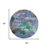 8' Green Purple And Brown Abstract Washable Round Rug With UV Protection