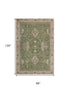 8' X 10' Artichoke Green And Beige Oriental Washable Area Rug With UV Protection