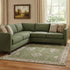 8' X 10' Artichoke Green And Beige Oriental Washable Area Rug With UV Protection