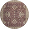 8' Burgundy And Beige Oriental Washable Round Rug With UV Protection
