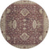 8' Burgundy And Beige Oriental Washable Round Rug With UV Protection