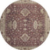 8' Burgundy And Beige Oriental Washable Round Rug With UV Protection