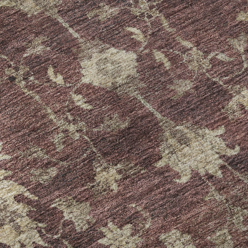 8' X 10' Burgundy And Beige Oriental Washable Area Rug With UV Protection
