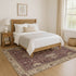 8' X 10' Burgundy And Beige Oriental Washable Area Rug With UV Protection