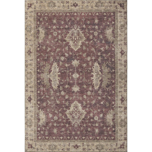 8' X 10' Burgundy And Beige Oriental Washable Area Rug With UV Protection